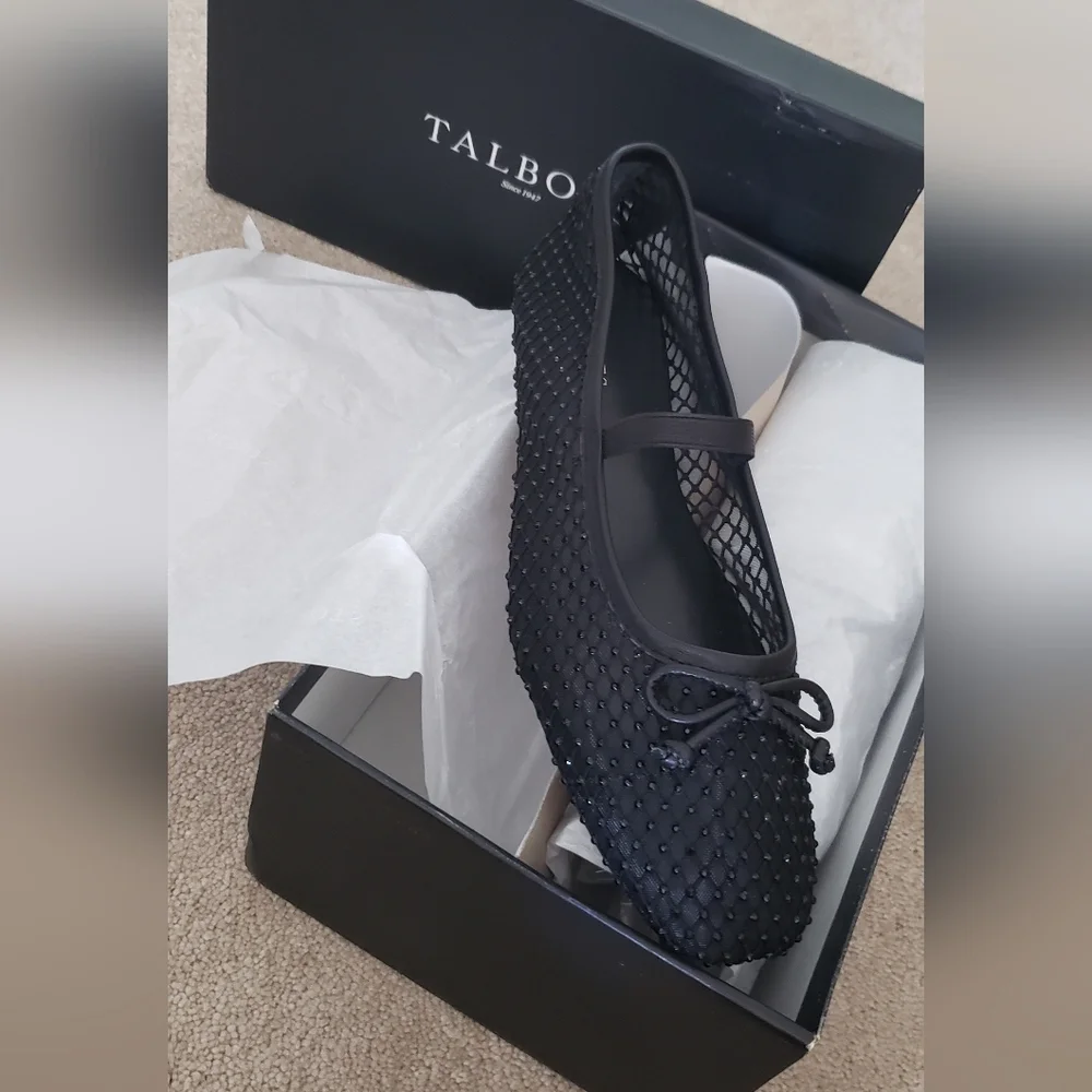 NWT-Talbots Black Blaine Mesh Ballet Flat with Bow Accent Size 8 1/2 - Picture 3 of 7